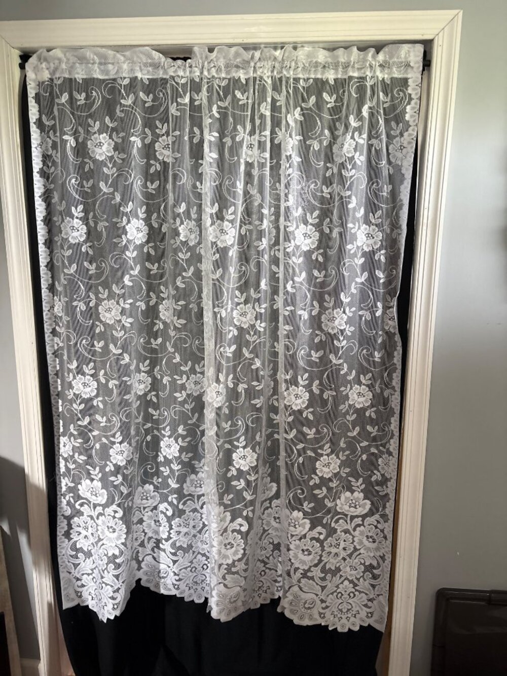 JCPenney Home Collection Floral Lace Curtain Panel 31" L x 54" W Cream Sheer
